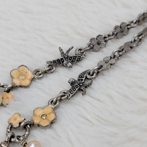 1960's Pearl Bead and Pink Enamel Flower Necklace by Danish Design - Picture 5 of 9